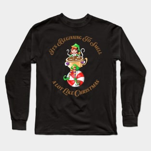 Christmas Coffee saying  or hot cocoa happy elf Long Sleeve T-Shirt
